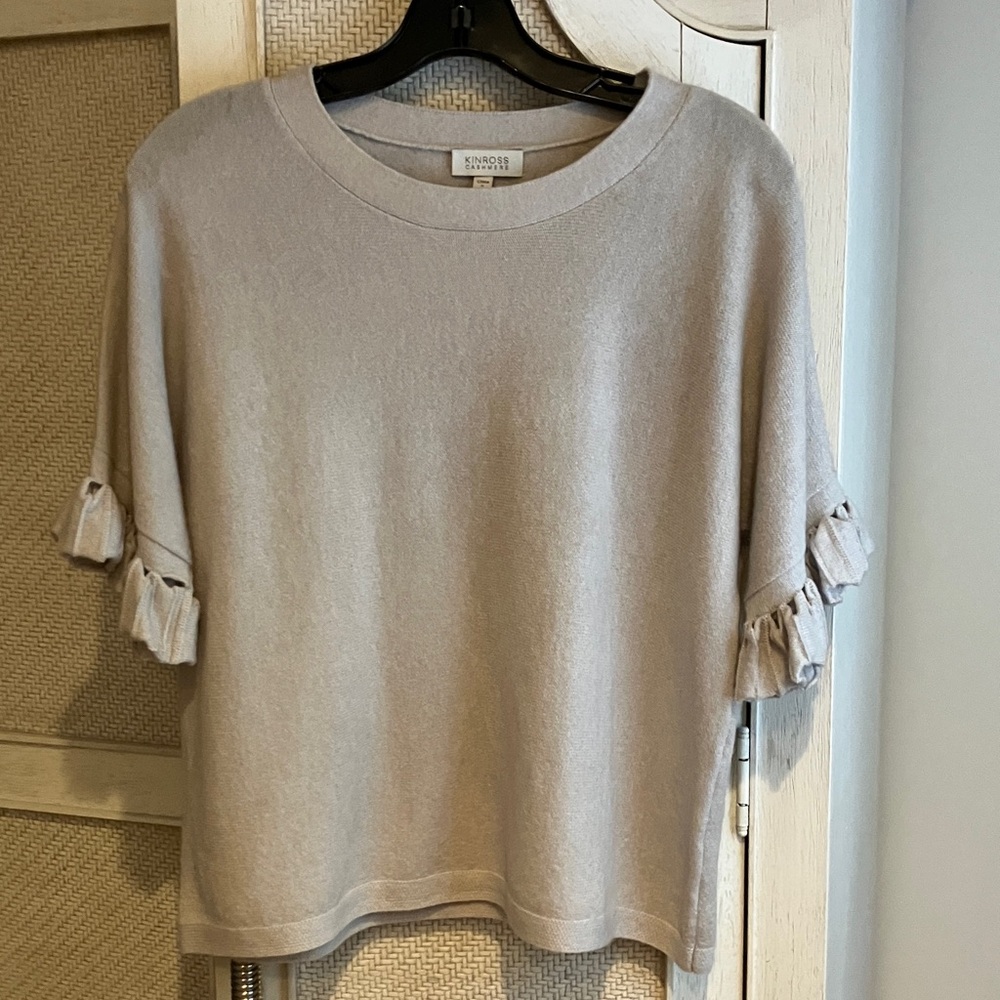 Kinross Cashmere Novelty Sleeve Sweater NWOT Small